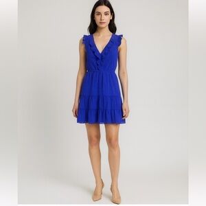 HD in Paris Royal Blue Ruffle Dress Women 0 Sleeveless Fit  Flare Anthropologie